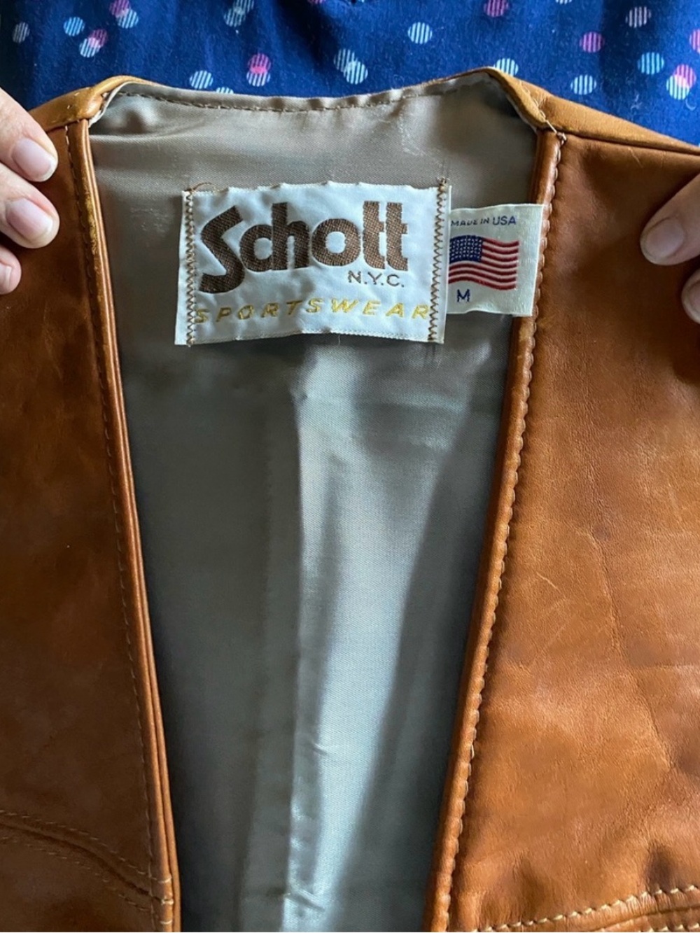 Schott NYC Men’s Tan Leather Bomber Jacket